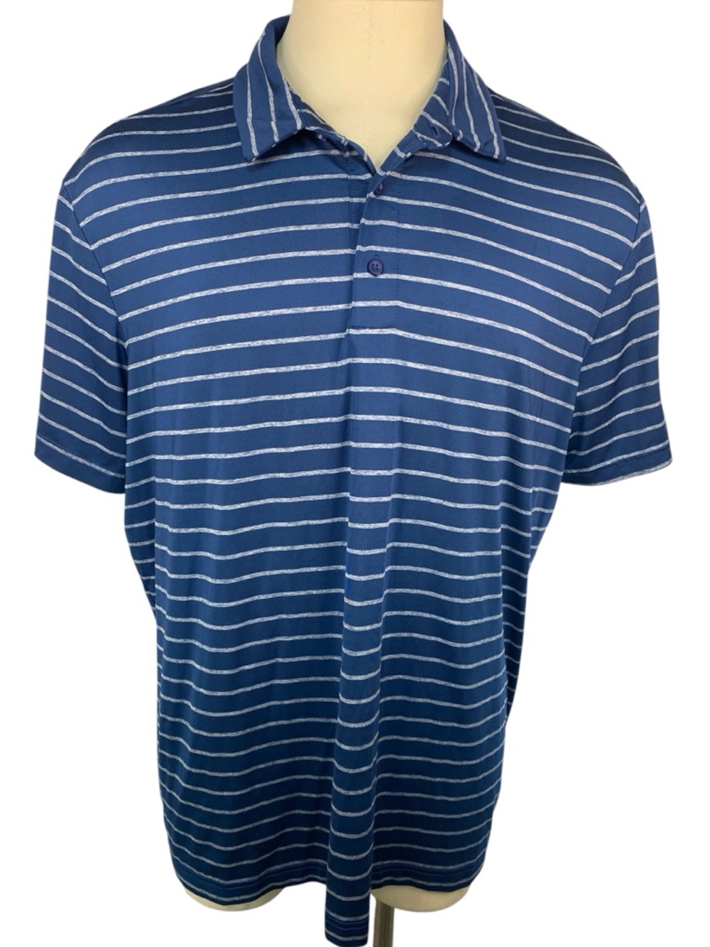 Members Mark Blue Striped Short Sleeve Polo Shirt Men’s XXL